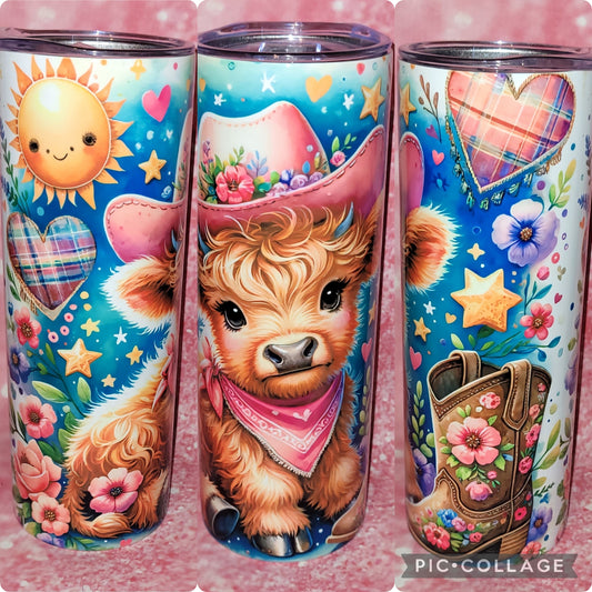 Cowboy Highland Cow 20oz Tumbler