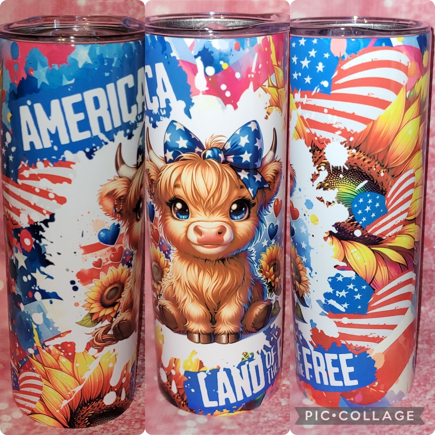 C331 Patriotic Highland Cow 20oz Tumbler