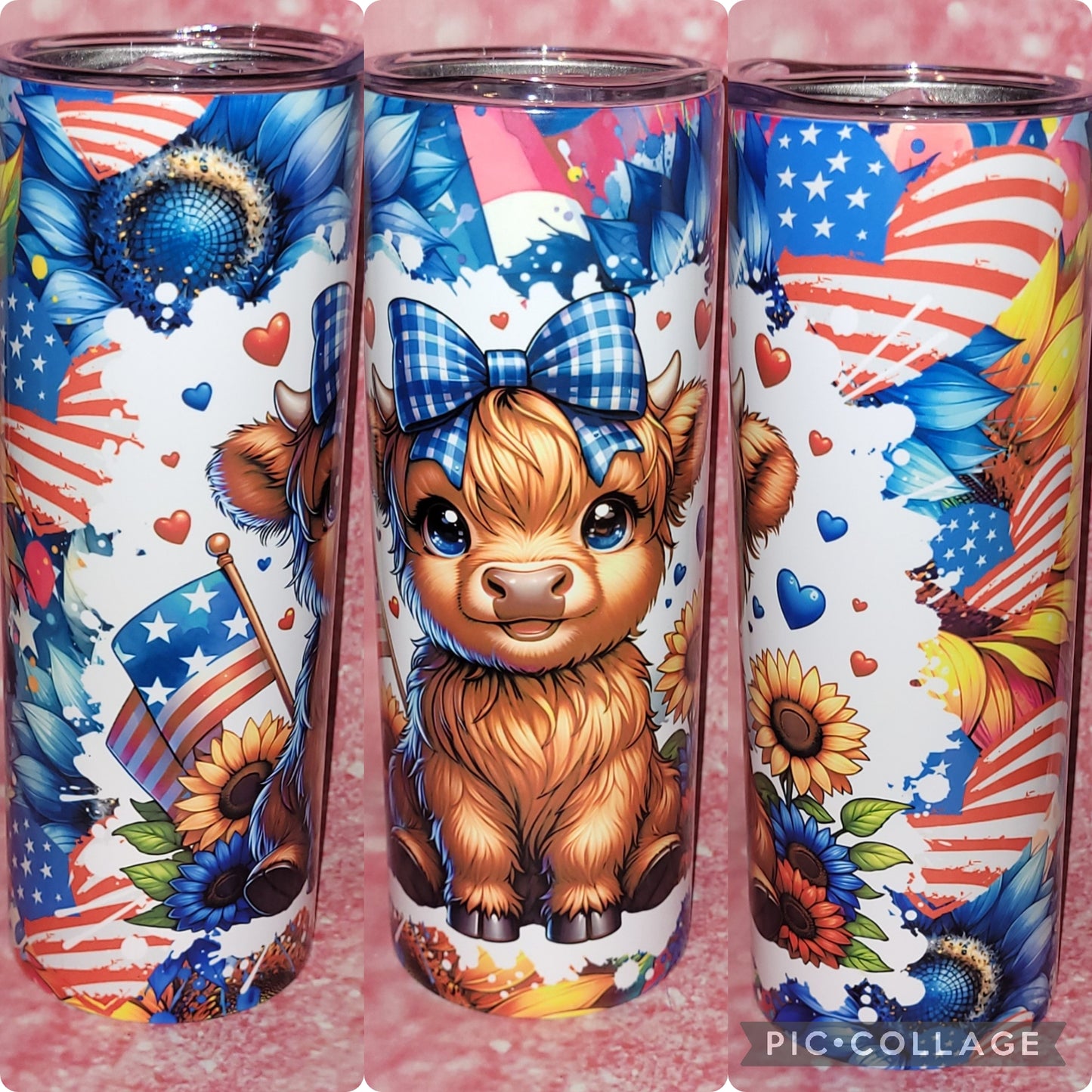 C316 Patriotic Highland Cow 20oz Tumbler