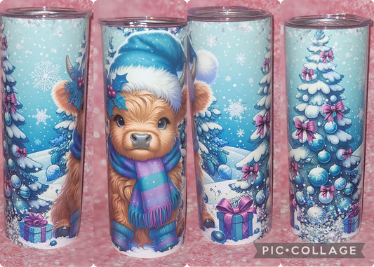 Christmas Winter Highland Cow 20oz Tumbler