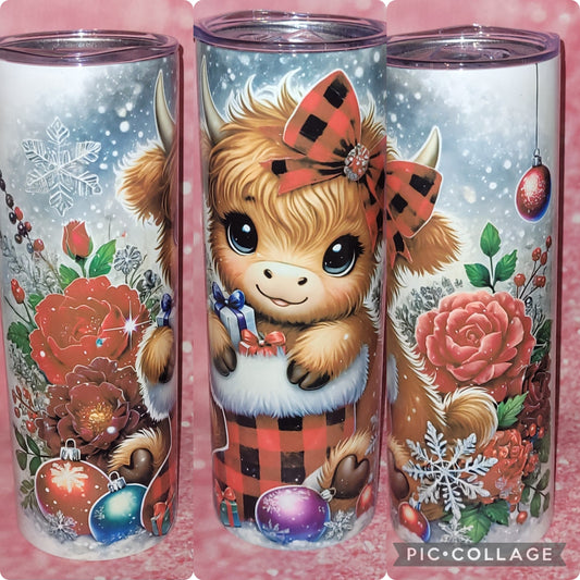 Christmas Highland Cow 20oz Tumbler