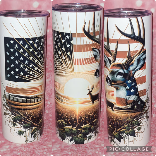 Flag Deer 20oz Tumbler