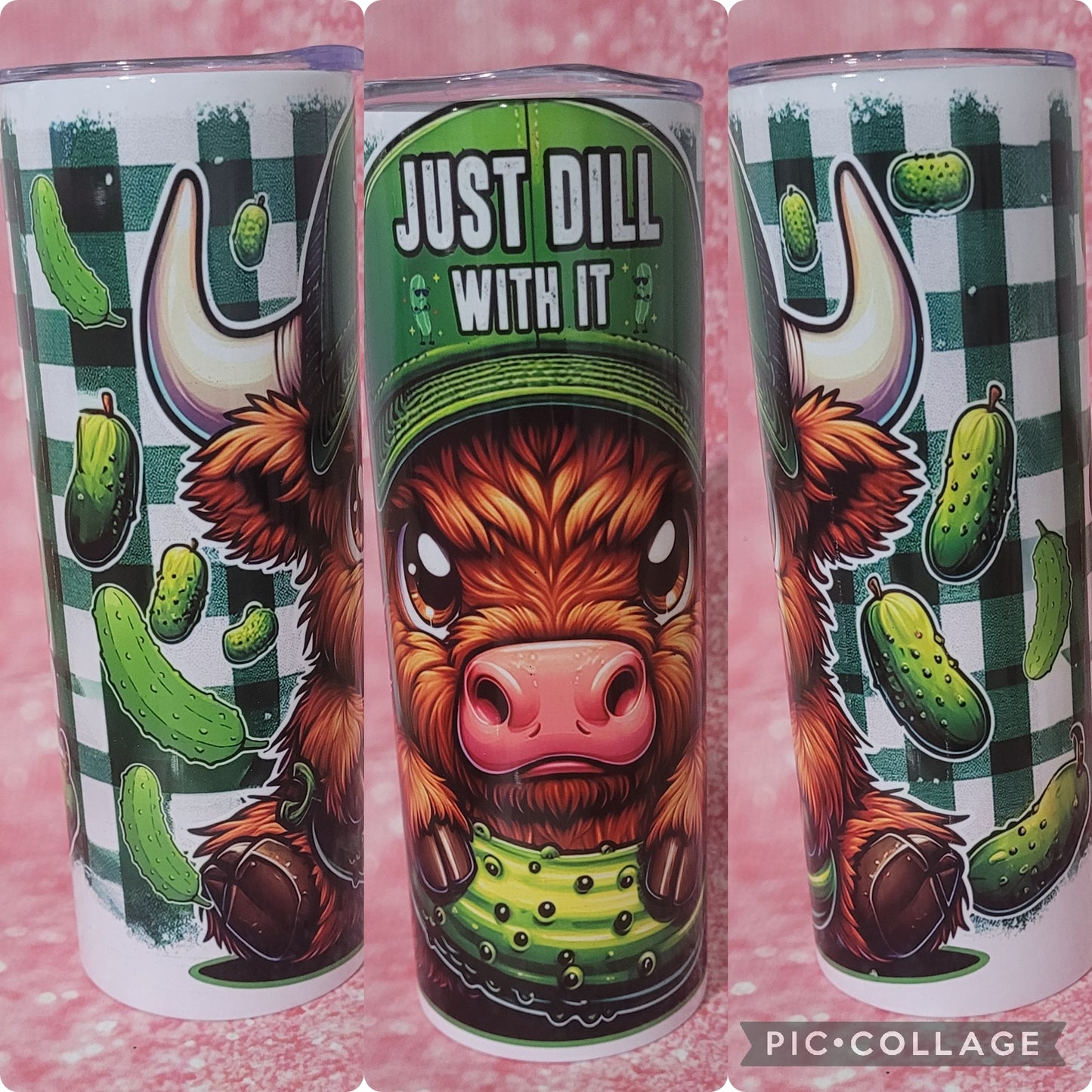 Just Dill With It Pickle Highland Cow 20oz Tumbler