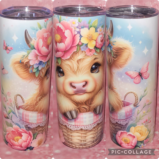 C245 Spring Highland Cow 20oz Tumbler