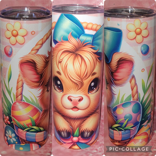 C87 Easter Highland Cow 20oz Tumbler