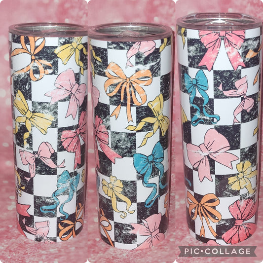 Checkered Bow 20oz Tumbler